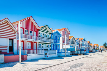 Costa Nova, Portugal: colorful striped houses in a beach village