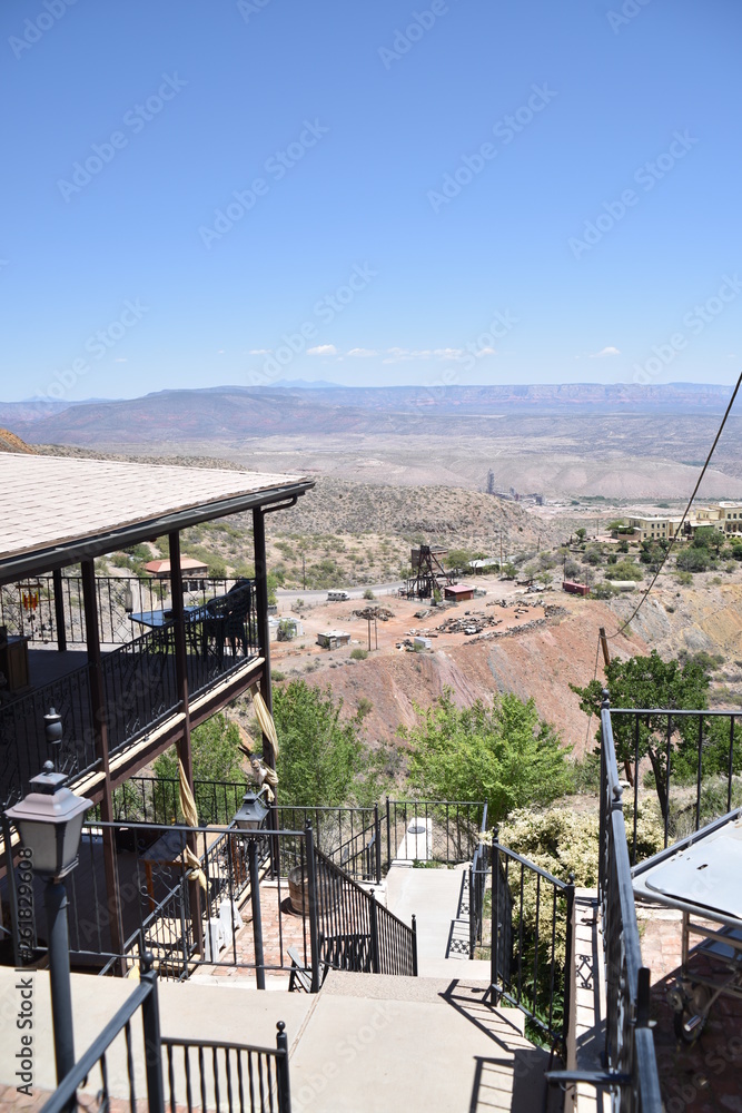 Wall mural jerome, az. u.s.a. may 18, 2018. a national historical landmark 1967, jerome’s cleopatra hill tunnel