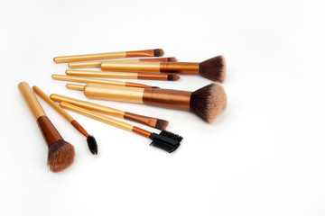 Professional make up brush collection isolated on a white background 