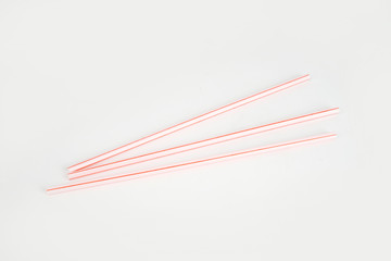 Drinking straws on a white background 