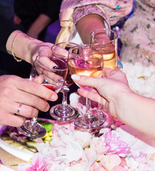 glasses of wine at a meeting of friends. Holiday, birthday, party