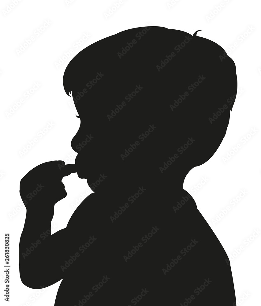 Poster girl eating head silhouette vector