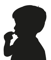 girl eating head silhouette vector