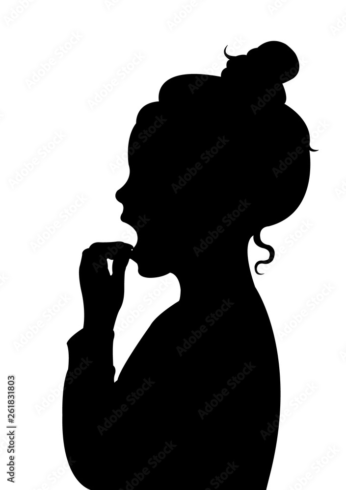 Poster a girl head silhouette vector