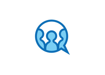 Creative Chat Bubble Circle People Logo