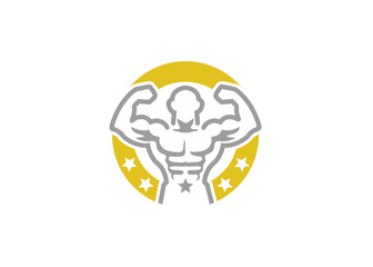 Creative Bodybuilder Circle Logo