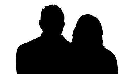 a couple head silhouette vector