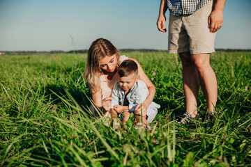 Fototapeta premium Happy family enjoying together in summer day.
