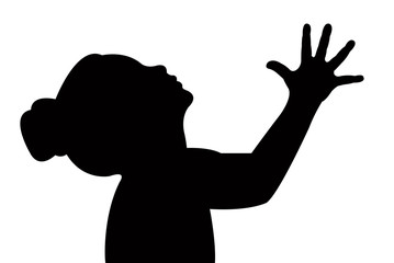 girl head, looking up, silhouette vector