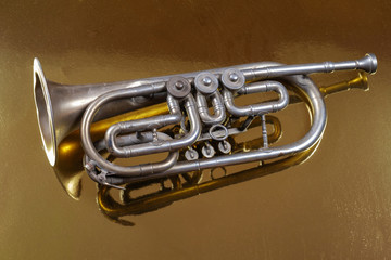 Obraz na płótnie Canvas Old silver trumpet