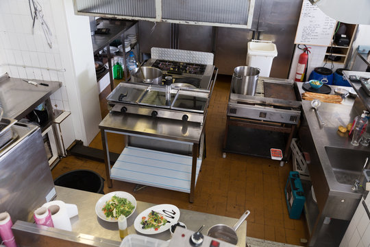 Empty professional restaurant kitchen