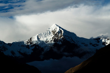 Mount Veronica Peru South America With Clouds From Inca Trail