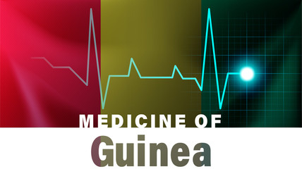 Guinea flag and heartbeat line illustration. Medicine of Guinea with country name