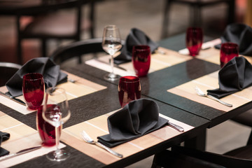 black cutlery for dinner in a restaurant
