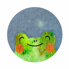 round icon with a frog