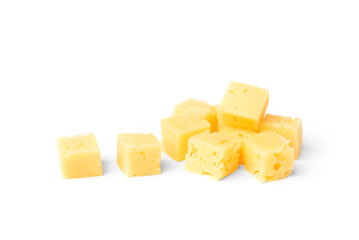 Parmesan cheese isolated on white background.