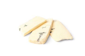 Cheese with mold isolated on white background.