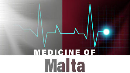Malta flag and heartbeat line illustration. Medicine of Malta with country name