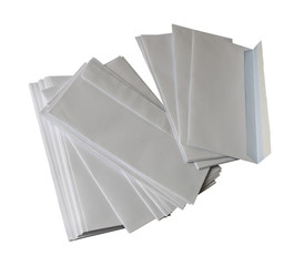 Stack of envelopes isolated on white background