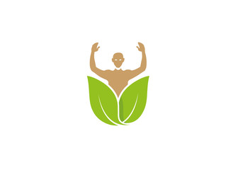 Human Body Leaves Logo Vector Icon Design