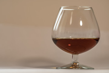 Close up view of glass of brandy