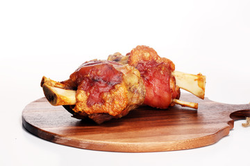 Roasted pork knuckle. Ham and bacon are popular foods in the west.