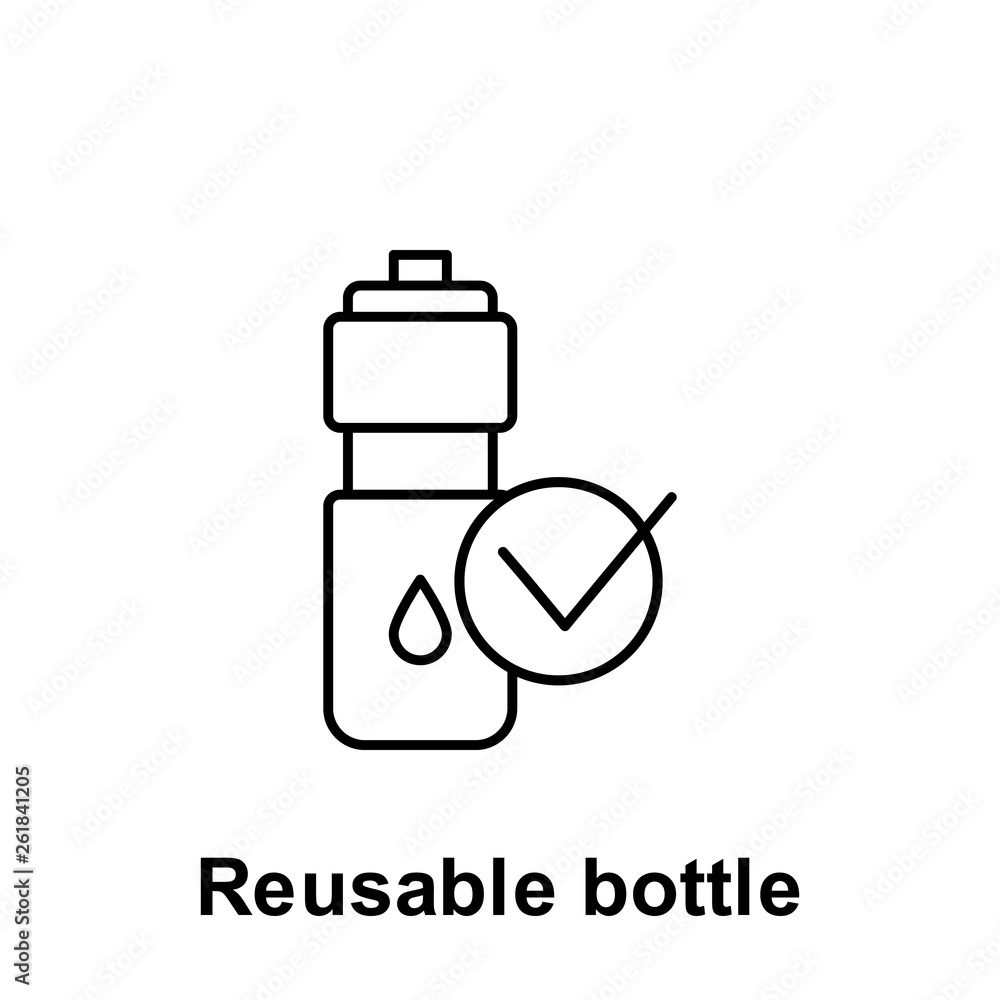 Poster reusable bottle icon. element of pollution problems icon. thin line icon for website design and deve