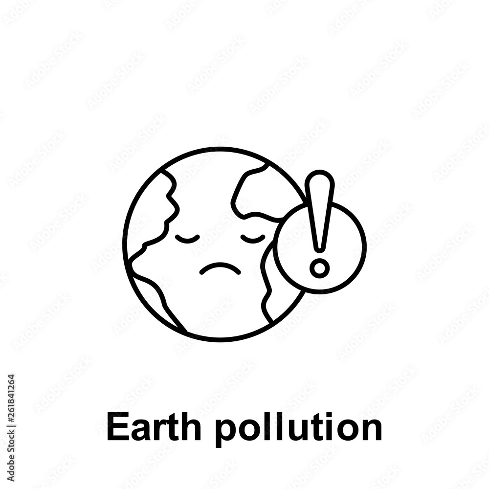Poster earth pollution icon. element of pollution problems icon. thin line icon for website design and deve