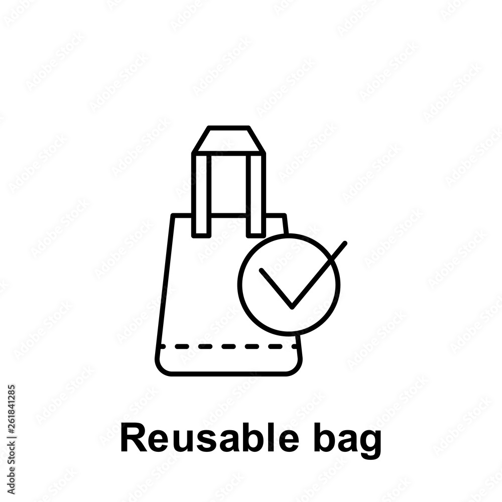 Poster reusable bag icon. element of pollution problems icon. thin line icon for website design and develop