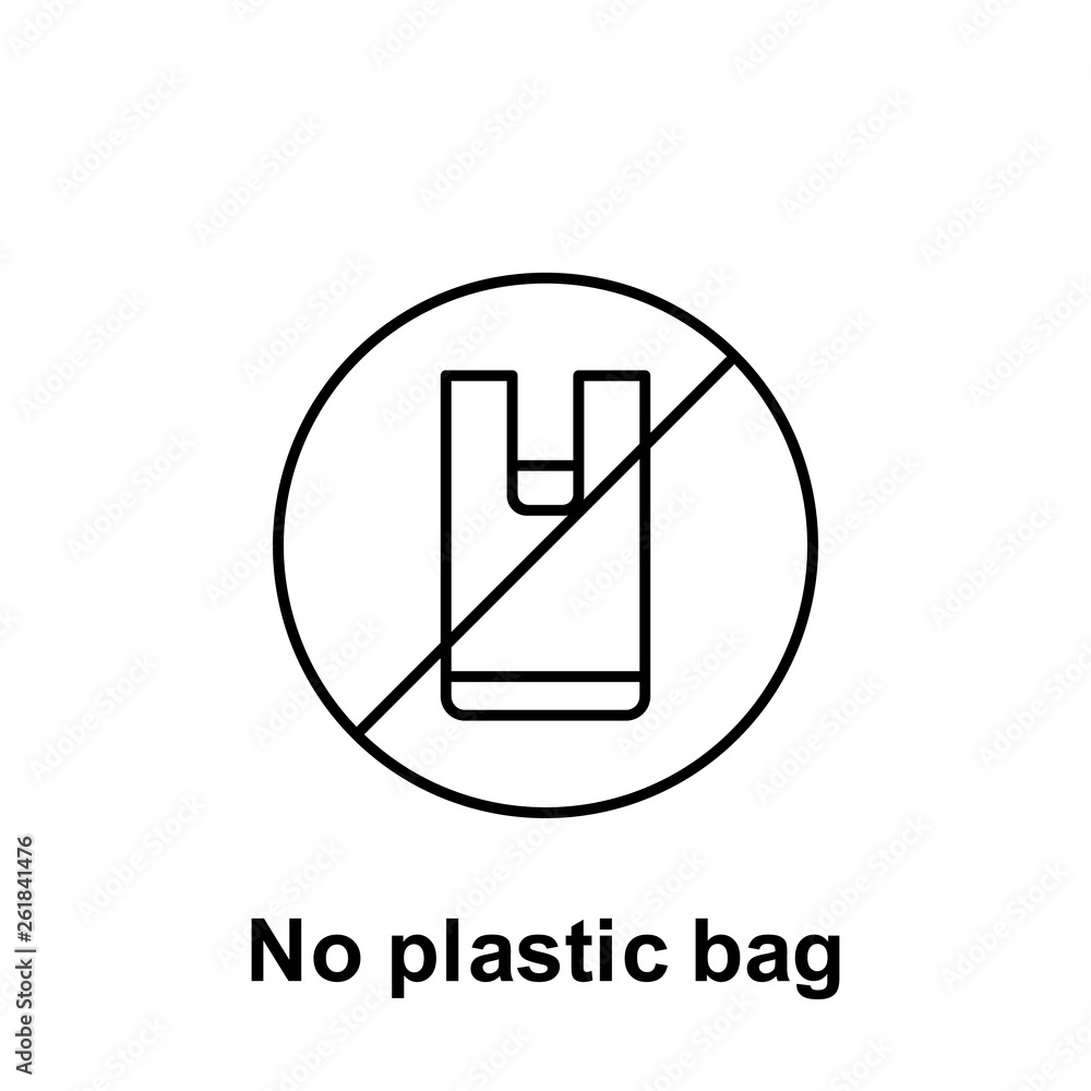 Poster no plastic bag icon. element of pollution problems icon. thin line icon for website design and devel