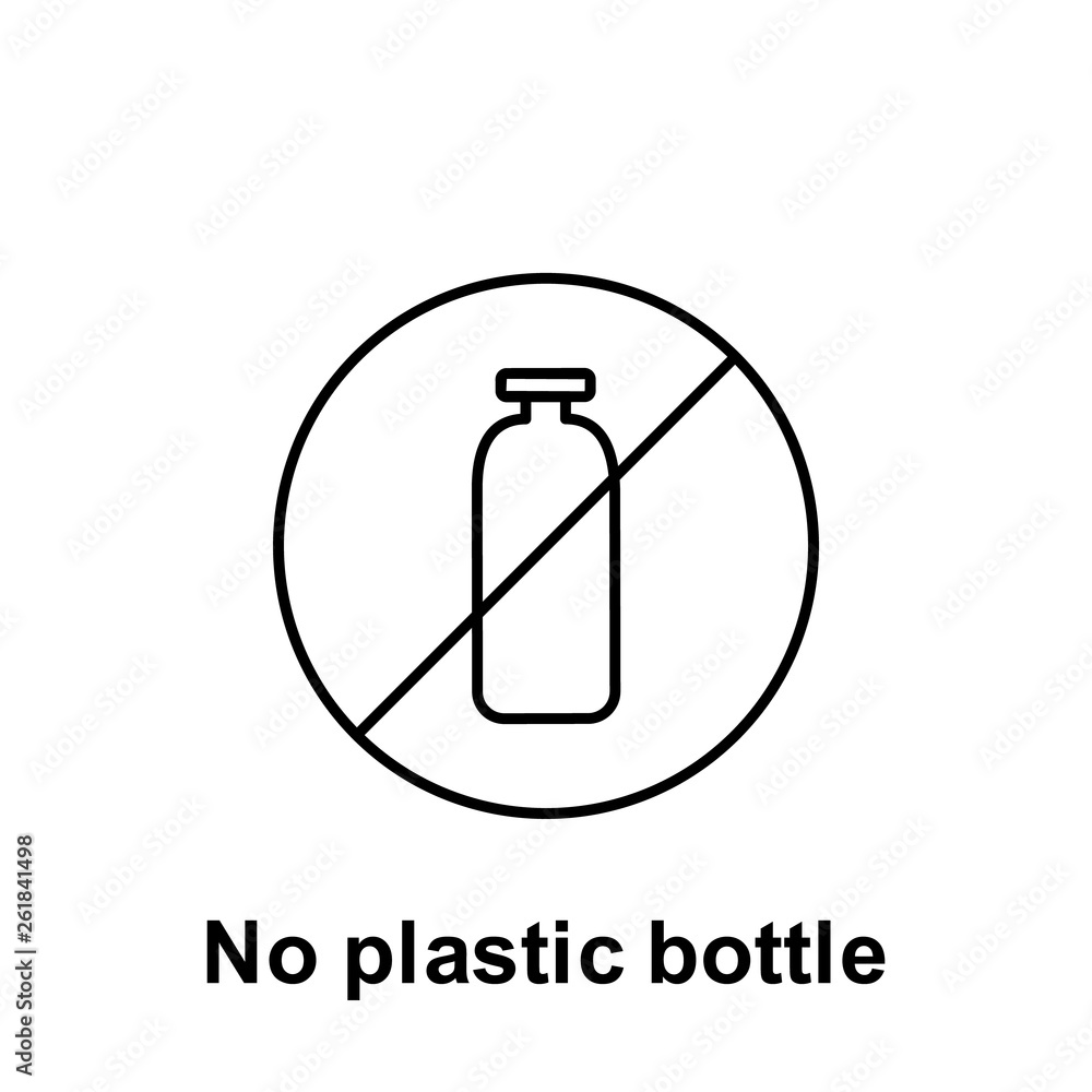 Poster no plastic bottle icon. element of pollution problems icon. thin line icon for website design and de
