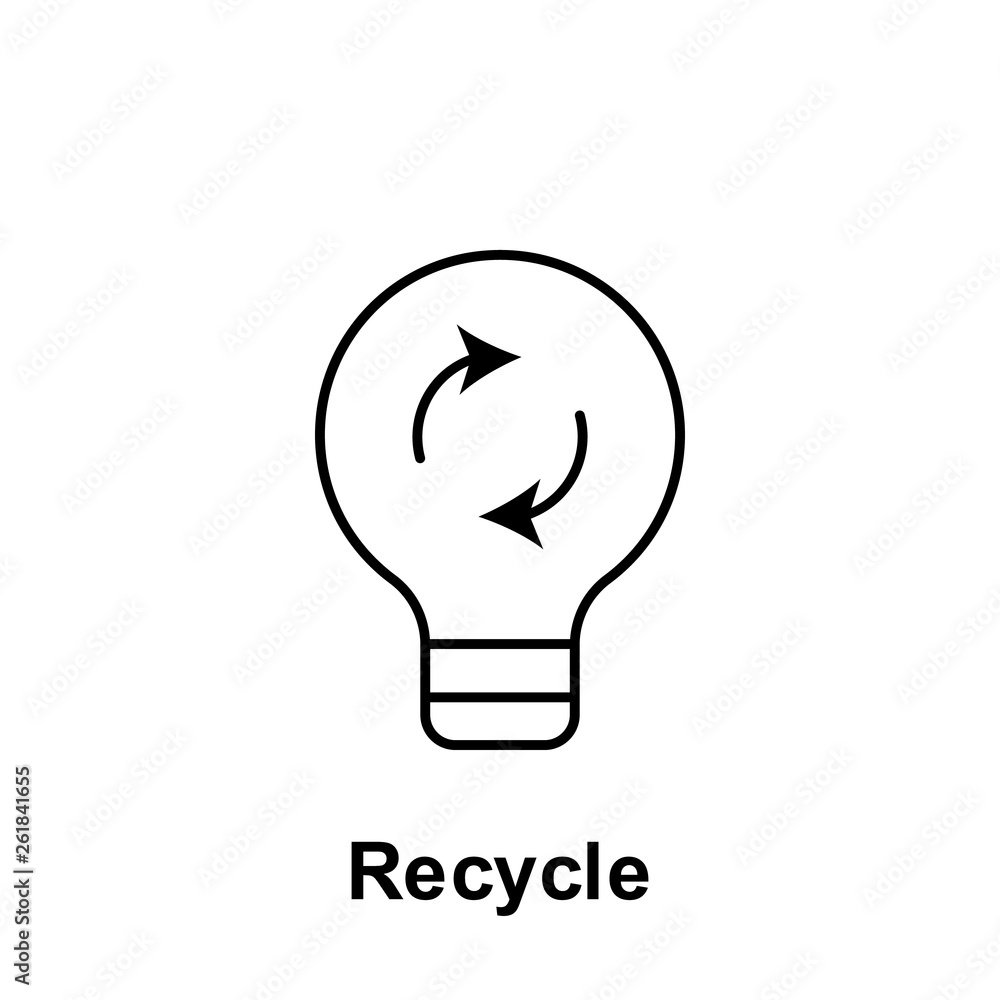 Aufkleber recycle, bulb, idea icon. element of pollution problems icon. thin line icon for website design and 