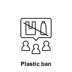 Plastic ban, social awareness icon. Element of pollution problems icon. Thin line icon for website design and development, app development. Premium icon