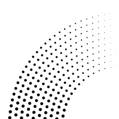 Abstract curved band of black dots. Halftone effect with gradient. Modern design vector background