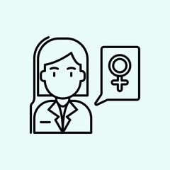 girl, women's day, speech bubbles, avatar icon. Element of Feminism for mobile concept and web apps icon. Outline, thin line icon for website design and development, app