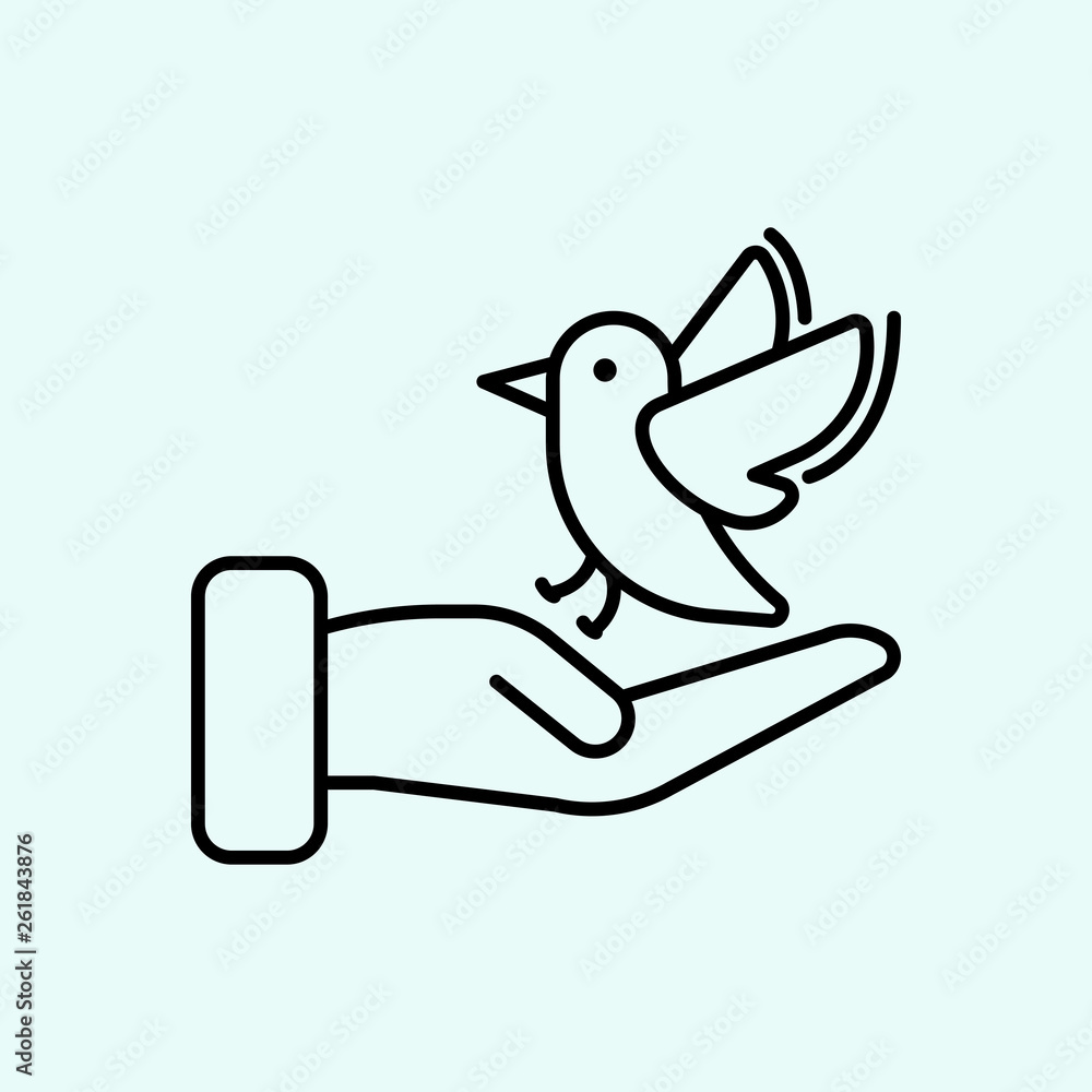 Poster freedom, hand, birs, dove icon. element of feminism for mobile concept and web apps icon. outline, t