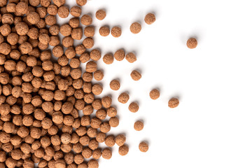 Chocolate dried balls isolated on white background. 