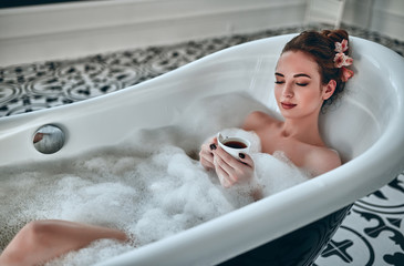 Woman in bathroom