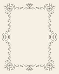 Vintage Ornament Greeting Card Vector Template. Retro Luxury Invitation, Royal Certificate. Flourishes frame. Vintage Background, Vintage Frame, Vintage Ornament, Ornaments Vector, Ornamental Frame.