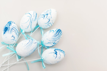 Easter eggs on white background