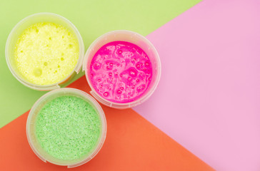 colorful slimes on colorful background