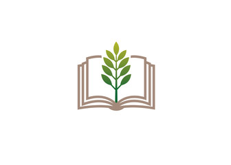 Creative Book Green Plant Logo