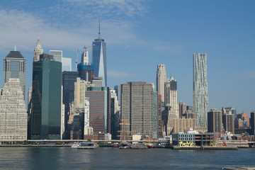 Fototapeta na wymiar Lower Manhattan view from Hudson river, New York City, USA