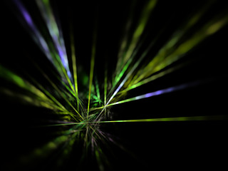 Blurred abstract colorful modern illustration of energy rays in perspective. Energy transfer at high speed.