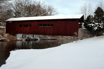Snow Covered Covered Bridge