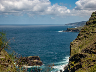 spectacular view from the mountain over the coast from tenerife