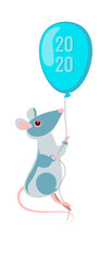 rat flying on a balloon with the inscription 