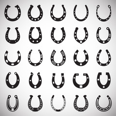 Horse shoe icons set on white background for graphic and web design. Simple vector sign. Internet concept symbol for website button or mobile app. - 261855628
