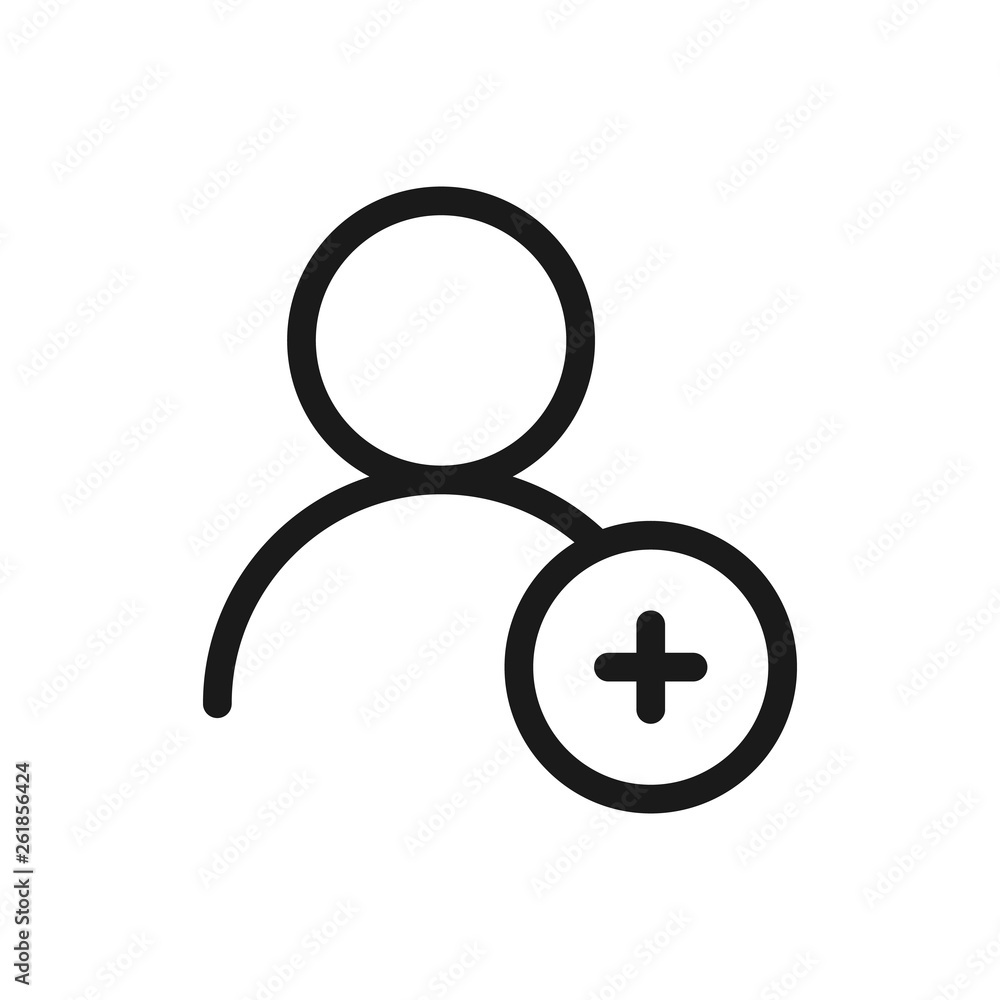 Poster user with plus icon. add user icon illustration. vector icon. add friend on social media icon.