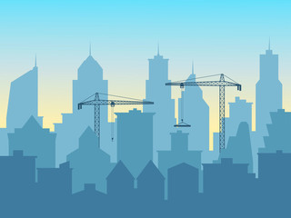 construction of a new skyscraper, an increase in the city, urbanization. EPS-10